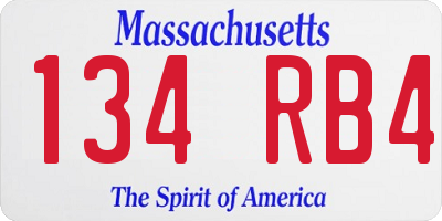 MA license plate 134RB4