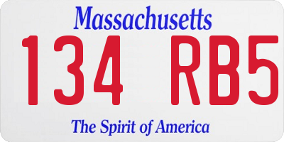 MA license plate 134RB5