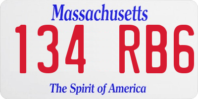MA license plate 134RB6