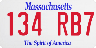 MA license plate 134RB7