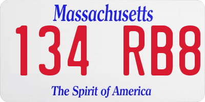 MA license plate 134RB8