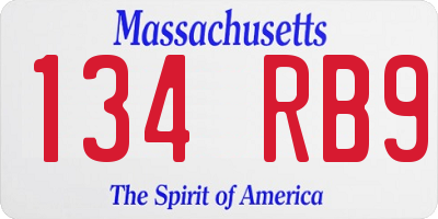 MA license plate 134RB9