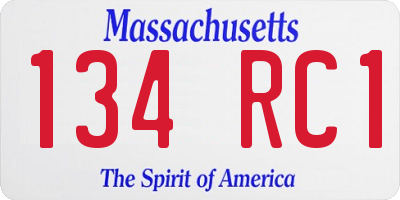 MA license plate 134RC1