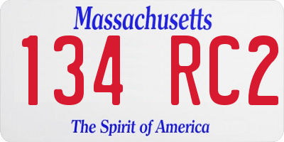 MA license plate 134RC2