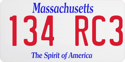 MA license plate 134RC3