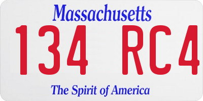 MA license plate 134RC4