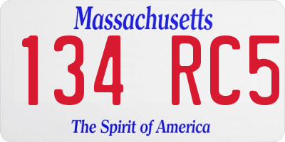 MA license plate 134RC5