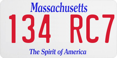 MA license plate 134RC7