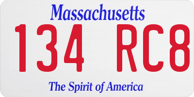MA license plate 134RC8