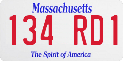 MA license plate 134RD1