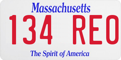 MA license plate 134RE0