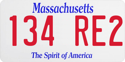 MA license plate 134RE2