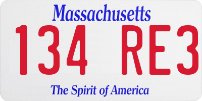 MA license plate 134RE3