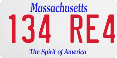 MA license plate 134RE4