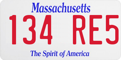 MA license plate 134RE5