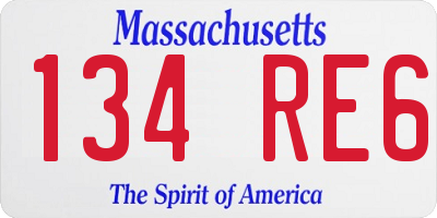 MA license plate 134RE6