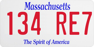 MA license plate 134RE7