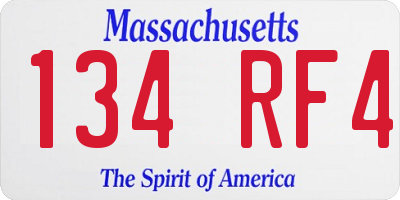 MA license plate 134RF4