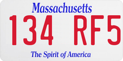 MA license plate 134RF5