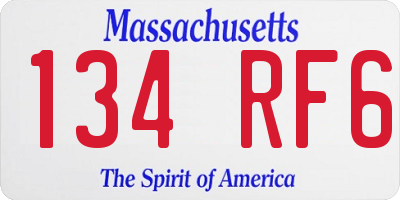 MA license plate 134RF6