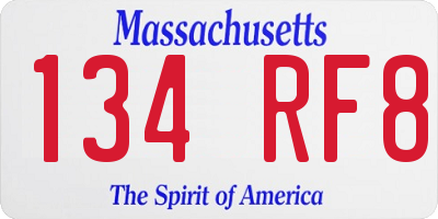 MA license plate 134RF8