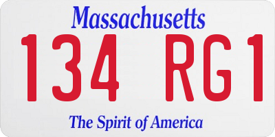 MA license plate 134RG1