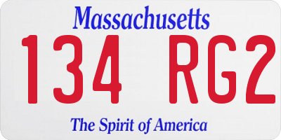 MA license plate 134RG2