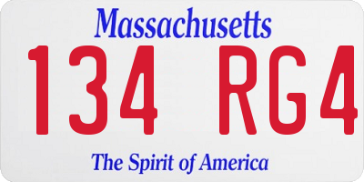 MA license plate 134RG4