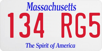 MA license plate 134RG5