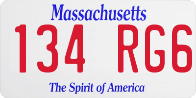 MA license plate 134RG6