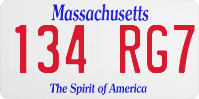 MA license plate 134RG7