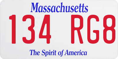 MA license plate 134RG8