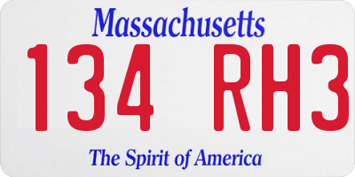 MA license plate 134RH3