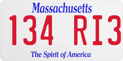 MA license plate 134RI3