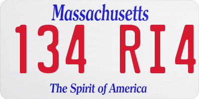 MA license plate 134RI4