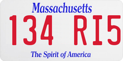 MA license plate 134RI5