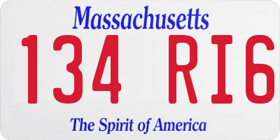 MA license plate 134RI6