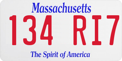MA license plate 134RI7