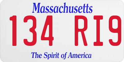 MA license plate 134RI9