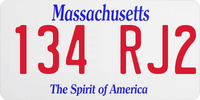 MA license plate 134RJ2