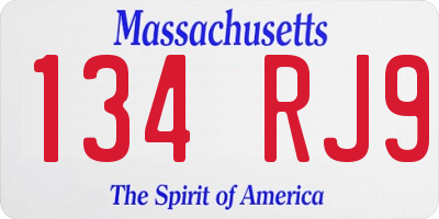 MA license plate 134RJ9