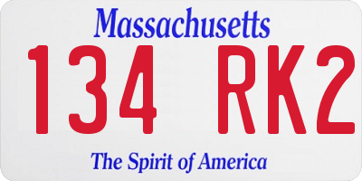 MA license plate 134RK2