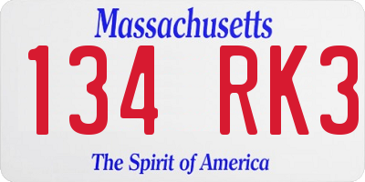 MA license plate 134RK3