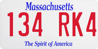 MA license plate 134RK4