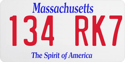 MA license plate 134RK7