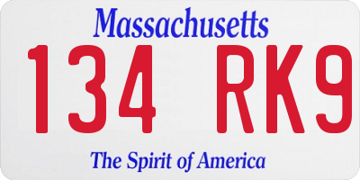 MA license plate 134RK9