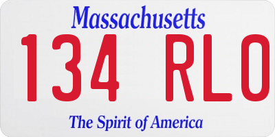 MA license plate 134RL0