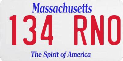 MA license plate 134RN0