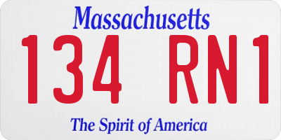 MA license plate 134RN1