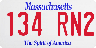 MA license plate 134RN2